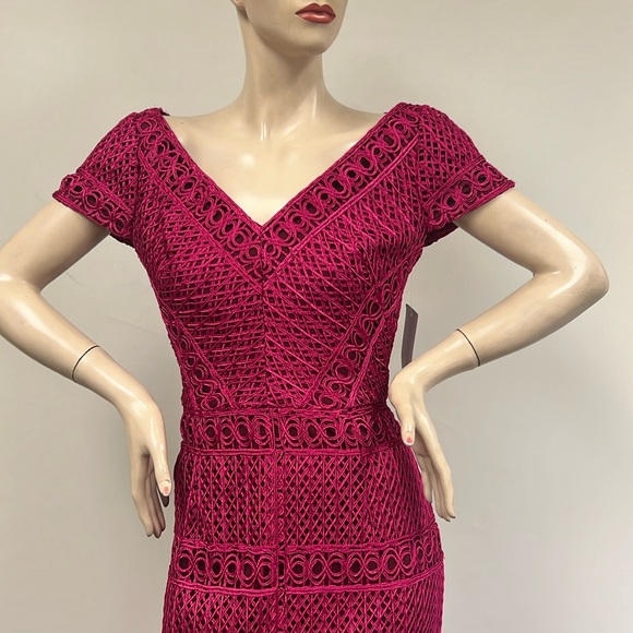 JS collections basketweave with Chevron stripes cap sleeves cocktail dress - Picture 3 of 12